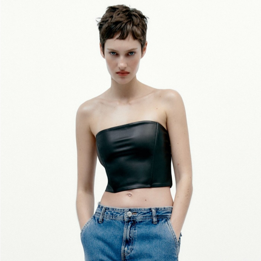 Zara faux leather crop top